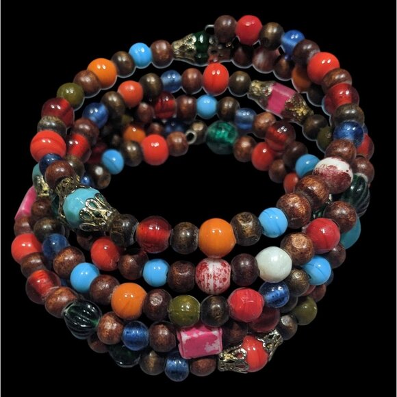 Jewelry - Bohemian Rainbow Festival Beaded Coil Bracelet